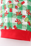 Green grinch print plaid adult pajamas pants