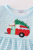 Blue christmas camper van applique dress