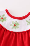 Red christmas holly embroidery girl bubble