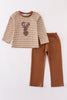 Brown stripe antler embroidery boy set