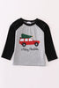 Christmas car tree print boy top