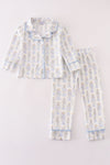 Blue nutcracker print boy pajamas set