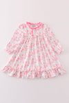 Pink nutcracker print girl ruffle gown