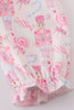 Pink nutcracker print girl ruffle gown