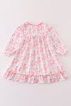 Pink nutcracker print girl ruffle gown