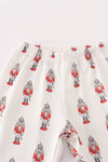 Red nutcracker print ruffle boy pajamas set