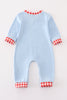 Blue christmas cow applique boy romper