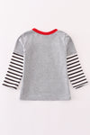 Grey farm applique boy top