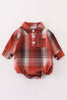 Rust plaid boy button down bubble