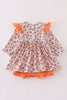 Coral floral cow applique girl bubble