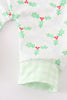 Green christmas holly print boy romper