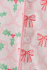 Pink christmas holly bow print women gown