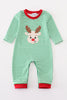 Green stripe christmas deer applique boy romper