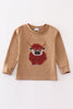 Brown cow applique boy top