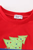 Red trolley christmas tree applique boy top