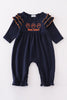 Navy war eagle embroidery girl romper