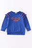 Blue chomp embroidery girl top