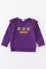 Purple geaux embroidery girl ruffle top