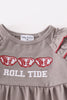 Grey roll tide embroidery girl ruffle romper