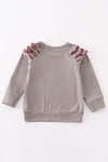 Grey roll tide embroidery girl ruffle top