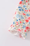 Pink&blue floral print ruffle bubble