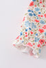 Pink&blue floral print ruffle bubble