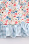 Pink&blue floral print dress