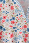 Pink&blue floral print women dress