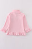 Pink character embroidery girl zipper pullover