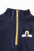 Navy character embroidery boy zipper pullover