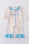 Stripe princess embroidery girl romper