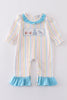 Stripe princess embroidery girl romper