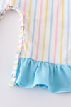 Stripe princess embroidery girl romper