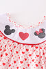 Red heart character embroidery girl set