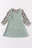 Sage duck french knot girl dress set