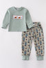 Sage duck french knot boy set