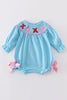 Blue valentine XOXO smocked girl bubble