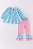 Blue valentine XOXO smocked girl set