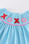 Blue valentine XOXO smocked girl set