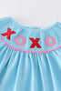 Blue valentine XOXO smocked girl set