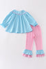 Blue valentine XOXO smocked girl set