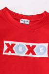 Red valentine XOXO smocked boy set