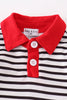 Valentine's day character applique stripe boy romper