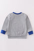 Grey valentine firetruck embroidery boy top