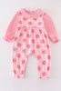 Pink valentine smile print girl jumpsuit set