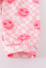 Pink valentine smile print girl set