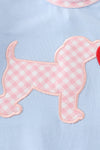 Blue valentine puppy heart applique girl romper