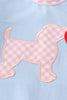 Blue valentine puppy heart applique girl romper