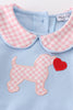 Blue valentine puppy heart applique girl dress