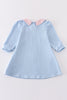 Blue valentine puppy heart applique girl dress